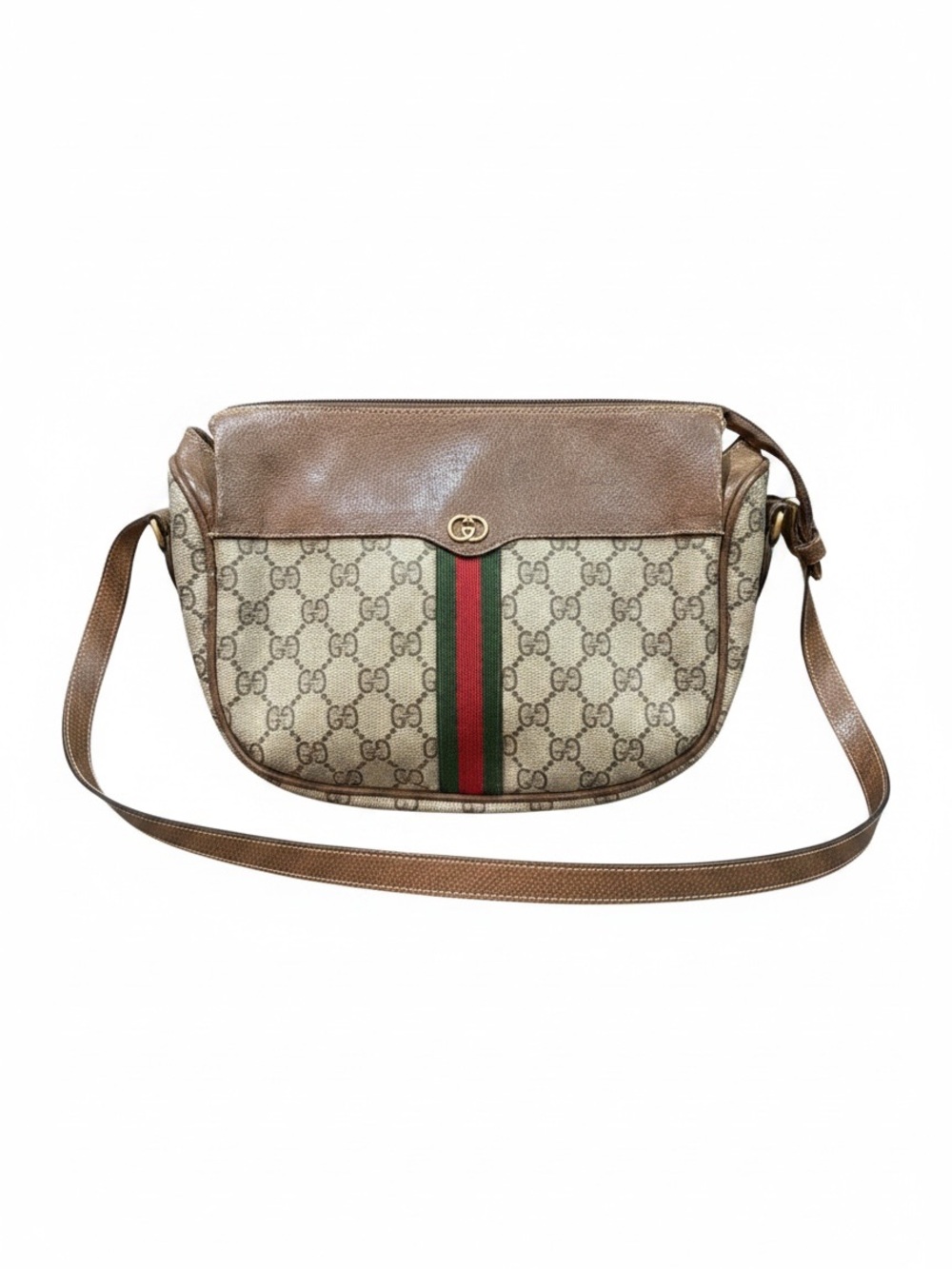 Vintage Gucci GG Monogram Web Stripe Crossbody Shoulder Bag